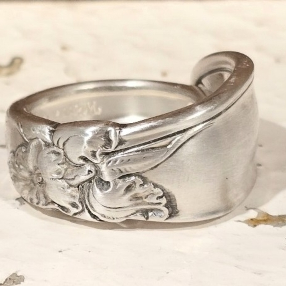 Silver Floral Spoon Ring - Silver